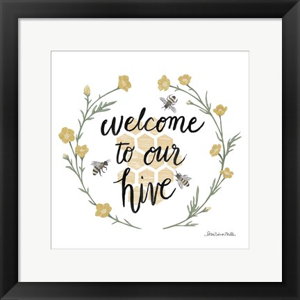 Framed Happy to Bee Home III Welcome Print