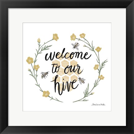 Framed Happy to Bee Home III Welcome Print