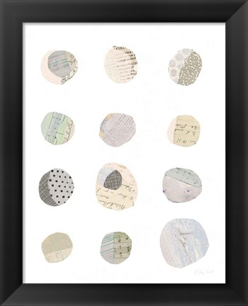 Framed Geometric Collage II on White Neutral Print