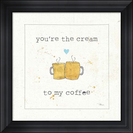 Framed Coffee Cuties II Turquoise Heart v2 Print
