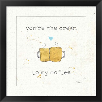 Framed Coffee Cuties II Turquoise Heart v2 Print