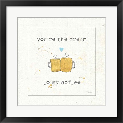 Framed Coffee Cuties II Turquoise Heart v2 Print