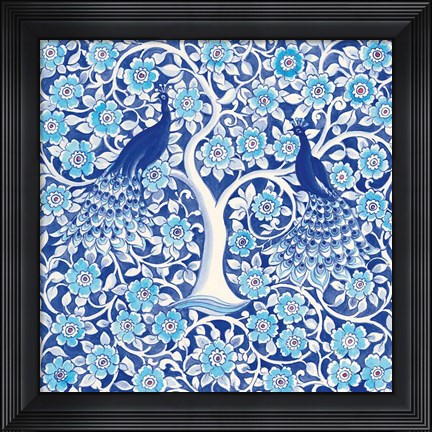 Framed Peacock Garden VII Print