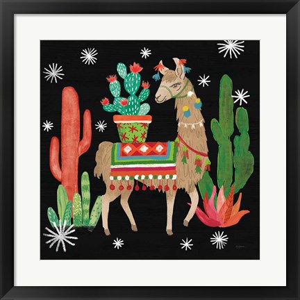 Framed Lovely Llamas III Christmas Black Print