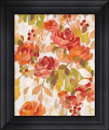 Framed Red and Orange Brocade II Print