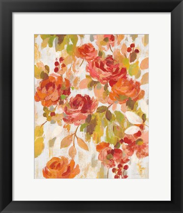 Framed Red and Orange Brocade II Print