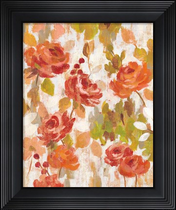 Framed Red and Orange Brocade I Print