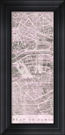 Framed Plan de Paris Panel on Wood v2 Blush Print