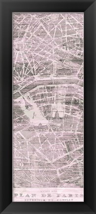 Framed Plan de Paris Panel on Wood v2 Blush Print