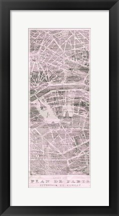 Framed Plan de Paris Panel on Wood v2 Blush Print