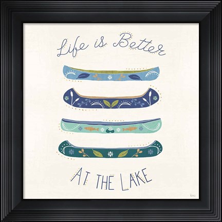 Framed Otomi Lake VI Canoes Print
