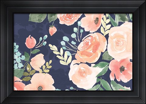 Framed Blooming Delight III Blue Print