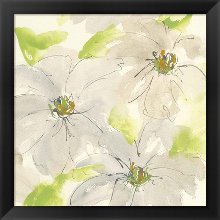 Framed Dancing Clematis II Print