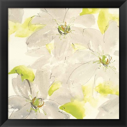 Framed Dancing Clematis I Print