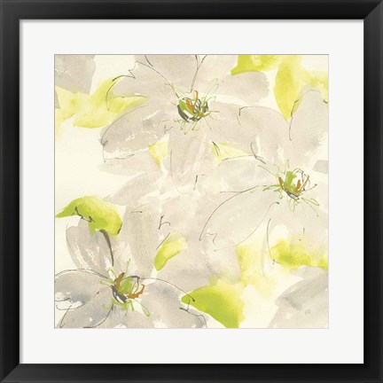 Framed Dancing Clematis I Print