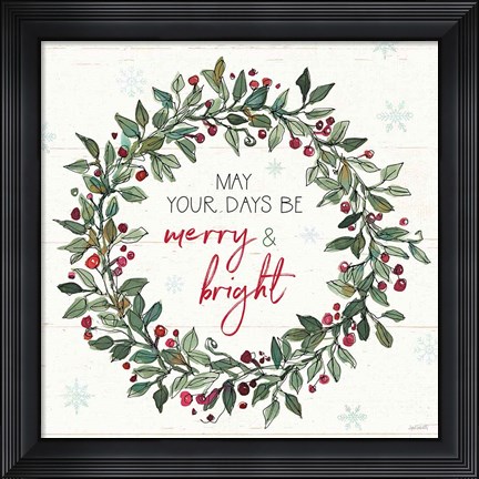 Framed Holiday on the Farm IX Merry and Bright Print
