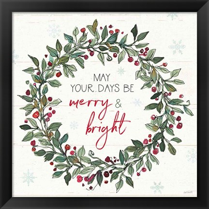 Framed Holiday on the Farm IX Merry and Bright Print