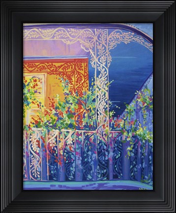 Framed New Orleans Balcony With Flowers Print