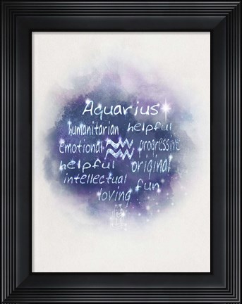 Framed Starlight Astology Aquarius Print