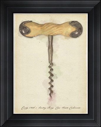 Framed Early1800 Cane Handle Corkscrew Print