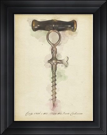 Framed Wood Handle Corkscrew Print