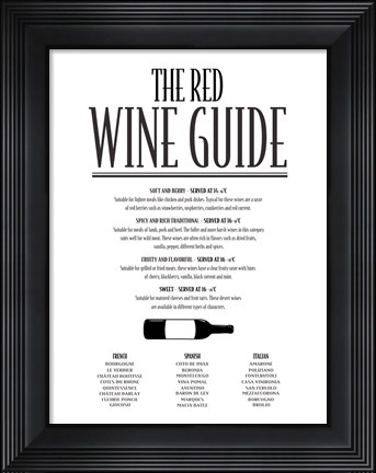 Framed Red Wine Guide Print