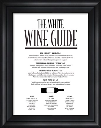 Framed White Wine Guide Print