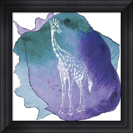Framed Color Spot Safari Animals Giraffe Print