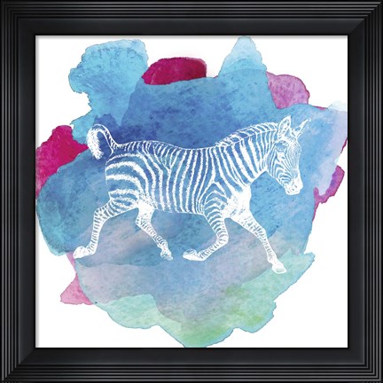 Framed Color Spot Safari Animals Zebra Print