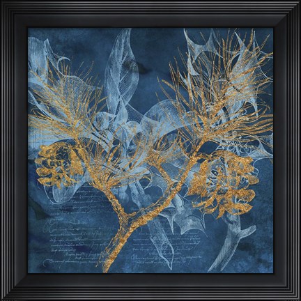 Framed Teal Garden Winter Print