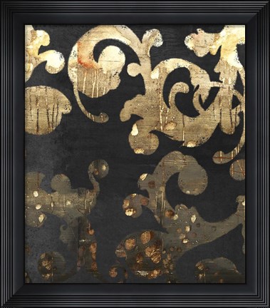 Framed Grungy Gold Damask Print