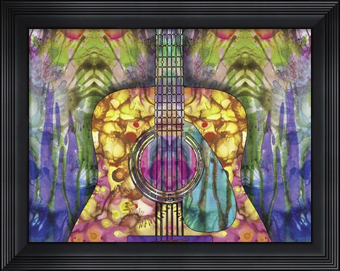 Framed Guitar 2 Print