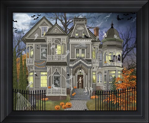 Framed Halloween House Print