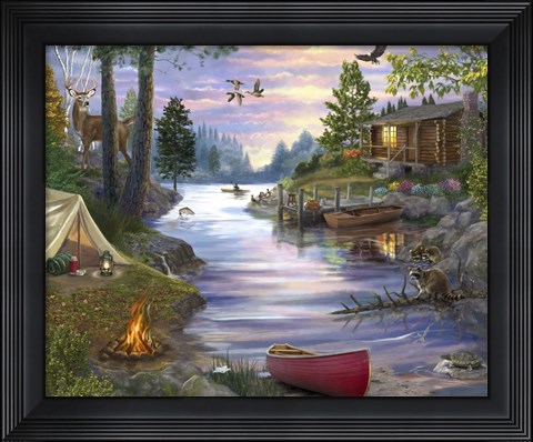 Framed Cabin Lake Print