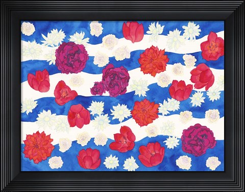 Framed Patriotic Floral Print