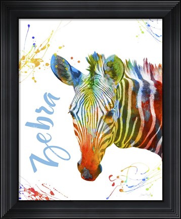Framed Colorful Safari Animals A Print