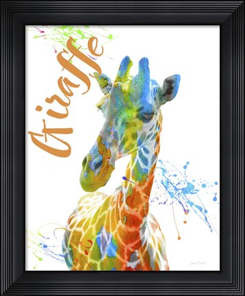 Framed Colorful Safari Animals D Print