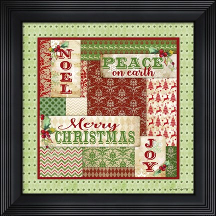Framed Lovely Patchwork Christmas Print