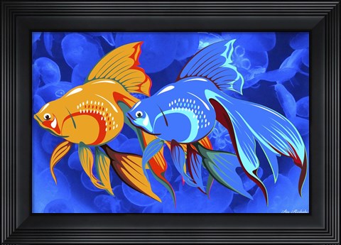 Framed Blue And Orange Fish Print
