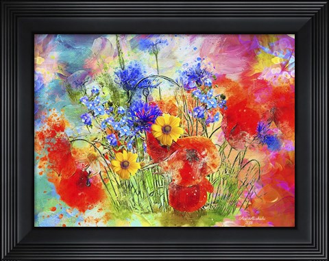 Framed Garden Of Flowers M7 Print