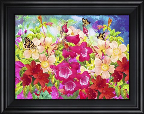 Framed Garden Of Flowers M8 Print