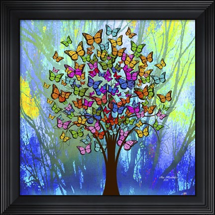Framed Butterflies Tree Print