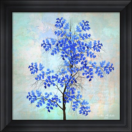Framed Blue Leaves Print