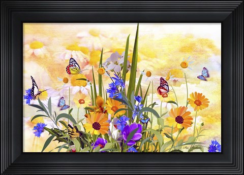 Framed Butterflies Love Flowers 2 Print