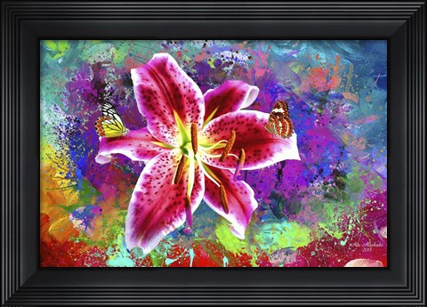Framed Butterflies Love Flowers Print