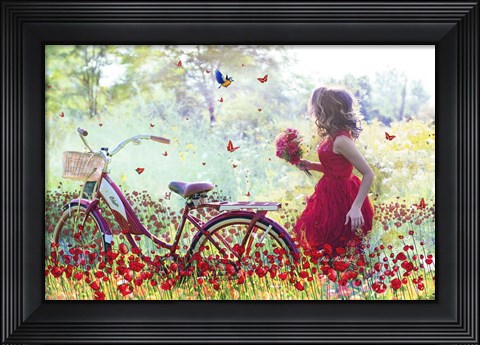 Framed Flowers Girl Print