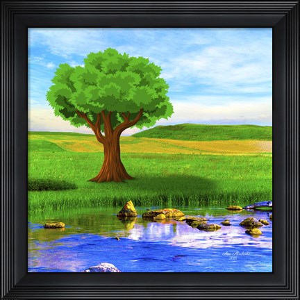 Framed Green Landscape Print