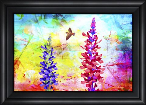 Framed Nature Bird And Flowers 2 Print