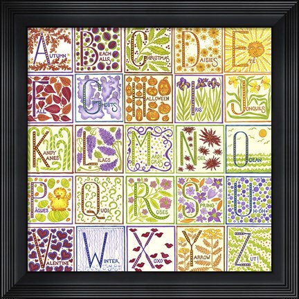 Framed Alphabet Collage 1 Print