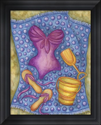 Framed Bathing Suit With Sand Pail Print
